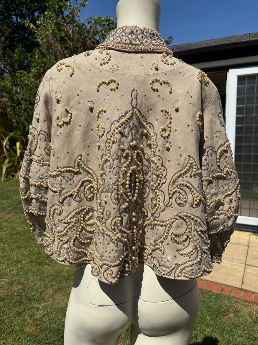 Odette, 1960s cocoon sleeves beaded metallic pearl jacket