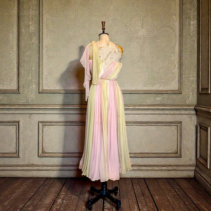 Catherine, 60s couture chiffon pleated dress