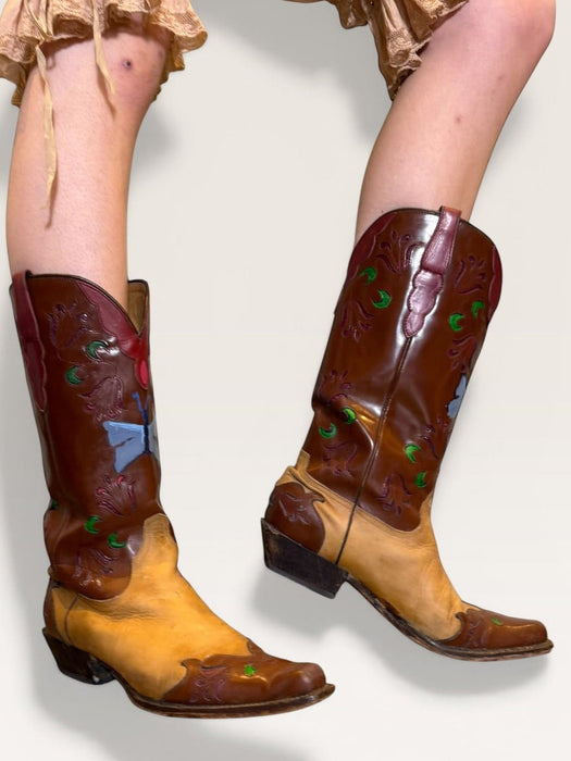 Marfa, original 70s tooled hand painted cowboy boots
