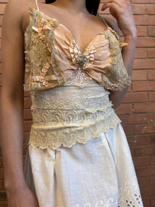 Heather, reworked tiered 40s lace dress