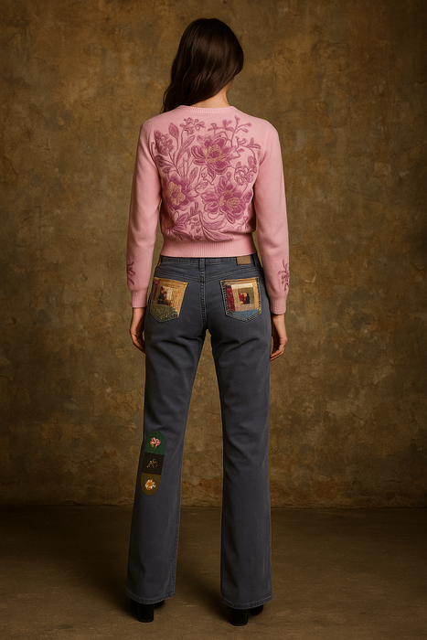 Helen Bond, 50s cashmere and floral embroidered cardigan