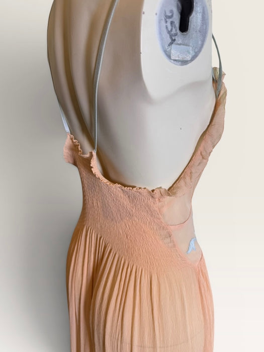 Estelle, 1930s pink and blue silk and lace smocked dress