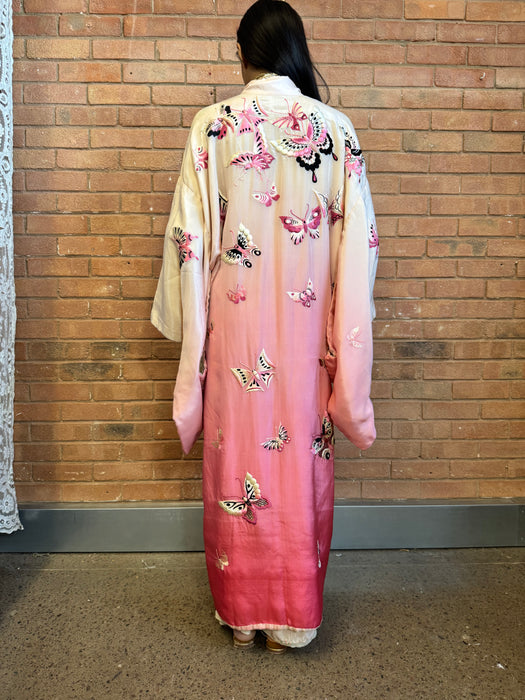 Mariposa, 40s silk ombré embroidered Japanese kimono