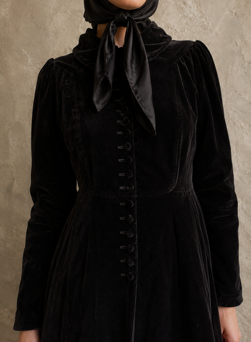 Ossie Clark, 1970s black velvet equestrian style coat
