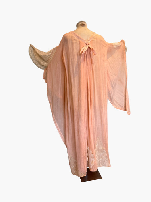 Aurora, 70s hand dyed cheesecloth and lace angel sleeve kaftan