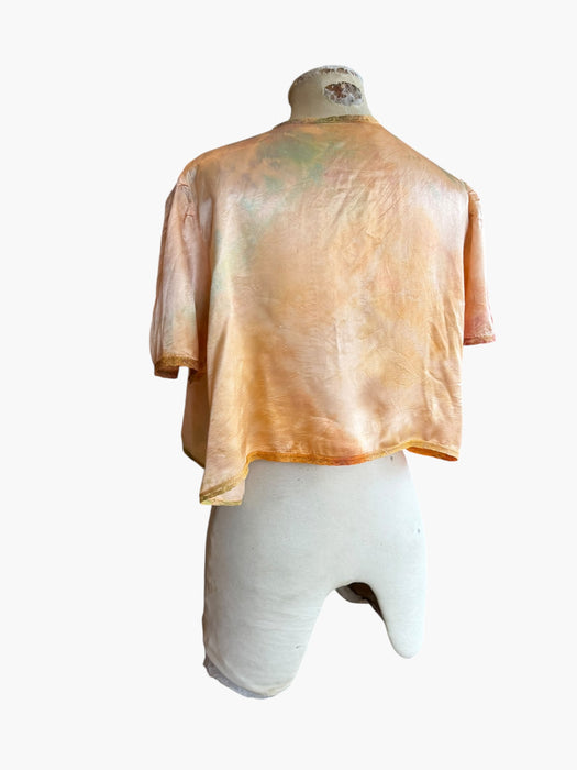 Kaz, 30s hand dyed silk and lace rainbow bolero with necktie