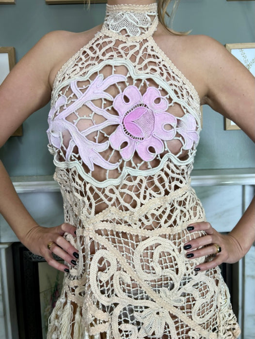 Tory, vintage crochet short dress