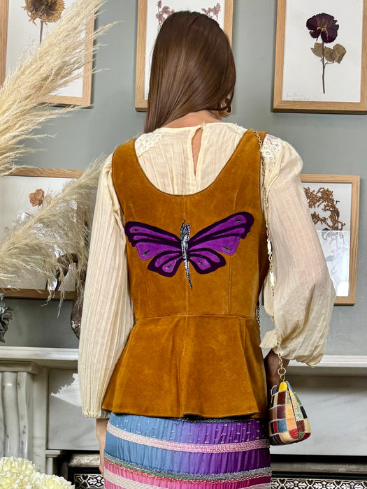Effi, 70s suede embroidered waistcoat