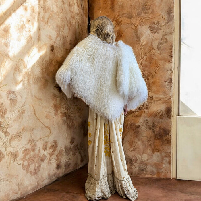 Sadie, 80s Mongolian white fur cape
