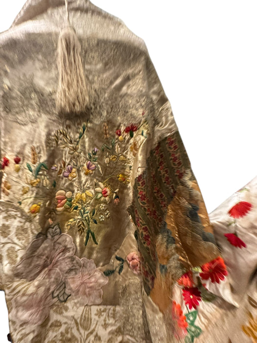 Donna, Reworked 40s Kashmiri embroidered patchwork fringed cape