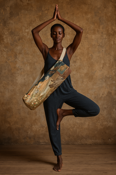 OV Yoga bag, antique patchwork organic recycled cotton yoga bag