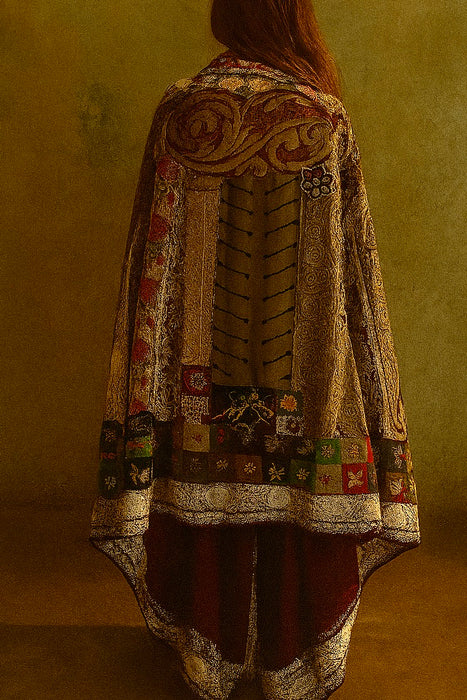 Thea, patchwork 19thC embroidered cape