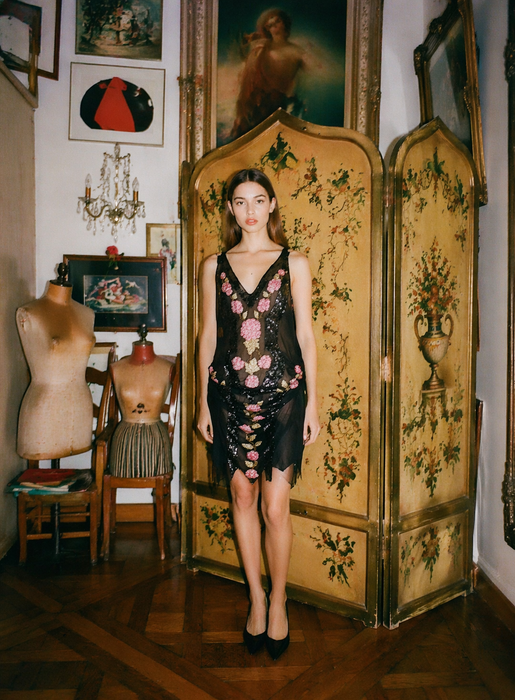 Greta, reworked 20s beaded short asymmetric dress