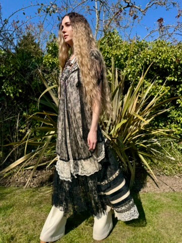 Hera, reworked monochrome 20s lace coat