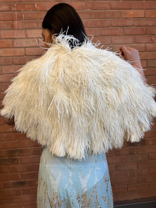 Marnie, 20s cream feather cape