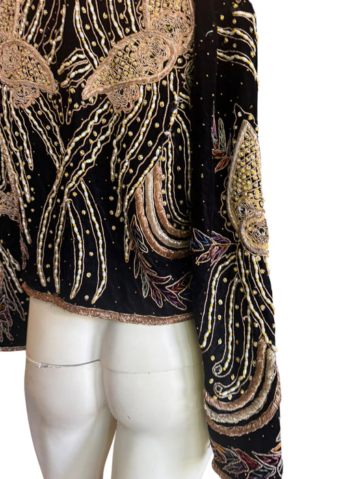 Praise, 1940s black velvet embroidered and beaded jacket