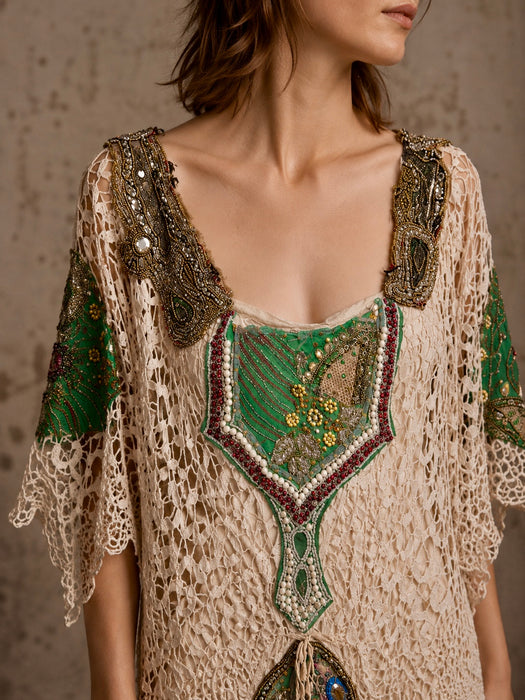 Salita, reworked 1930s French tea-dyed embroidered and beaded dress