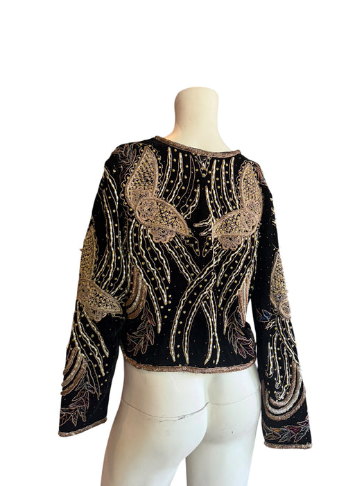 Praise, 1940s black velvet embroidered and beaded jacket