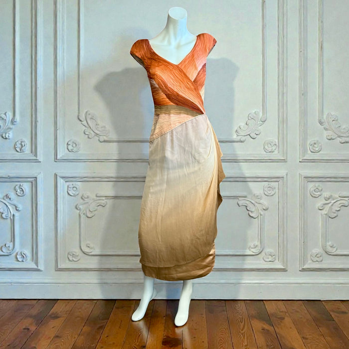 René-Rachel Couture, 70s silk chiffon draped dress