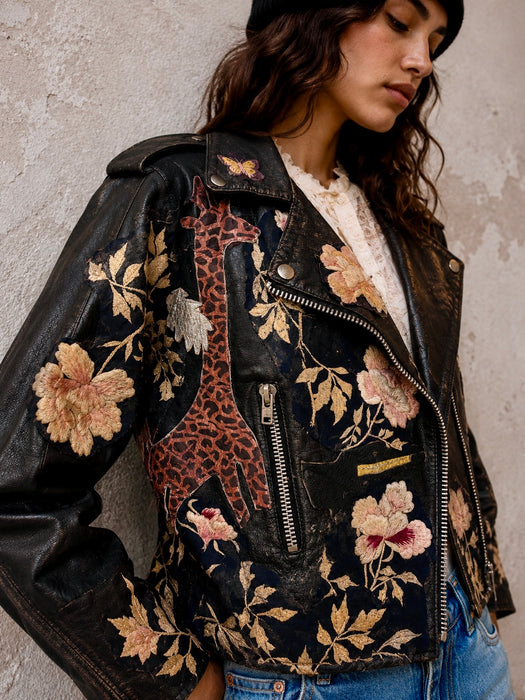 Omega, reworked 70s embroidered biker jacket