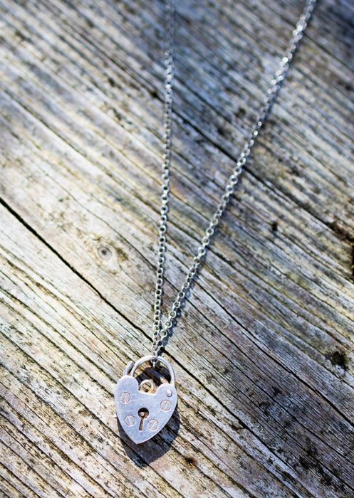 Polly, Victorian solid silver heart charm on a 40s silver chain