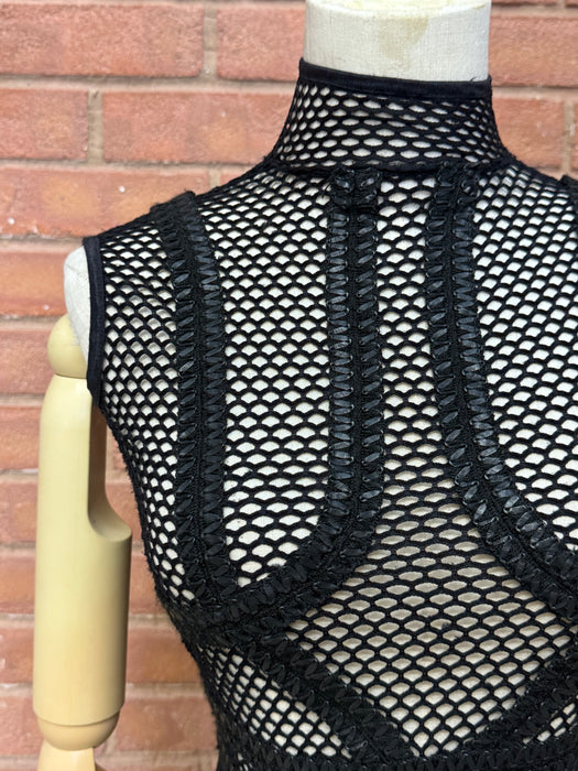 Astor, vintage fishnet and leather mermaid dress