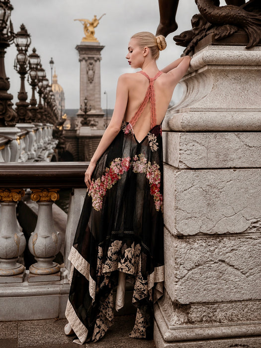 Amber, reworked 1940s French floral embroidered lace dress