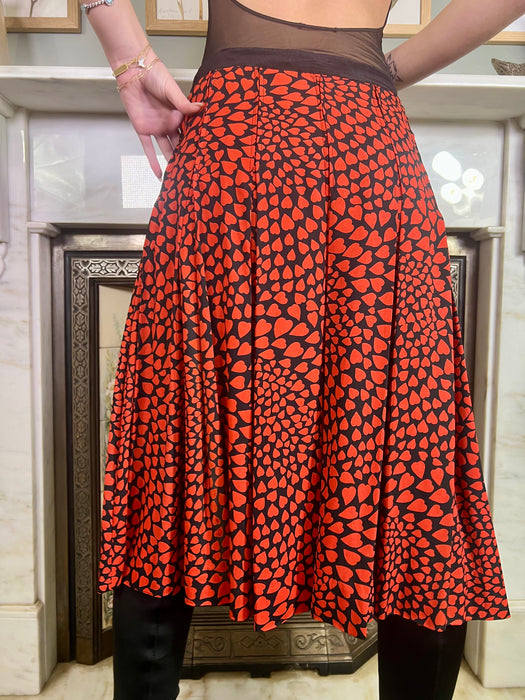 Yves Saint Laurent, 80s heart print silk pleated skirt
