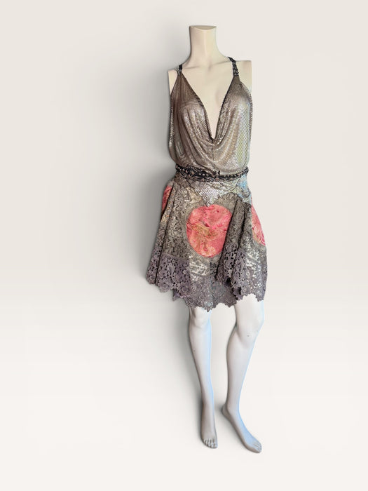 Troy, 30s Assuit reworked Assuit top and Edwardian metallic lace skirt