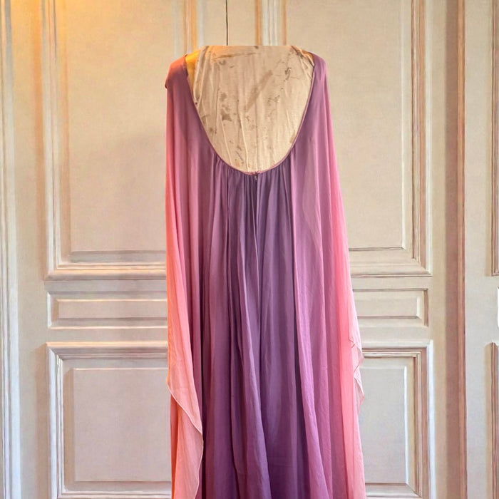 Yuki, for Rembrandt, 70s chiffon ombré antique pink dress
