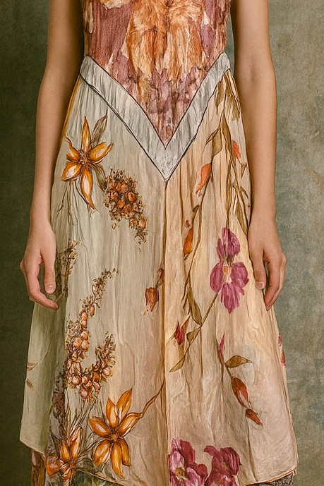 Once, reworked 40s silk floral scarf asymmetric handkerchief dress