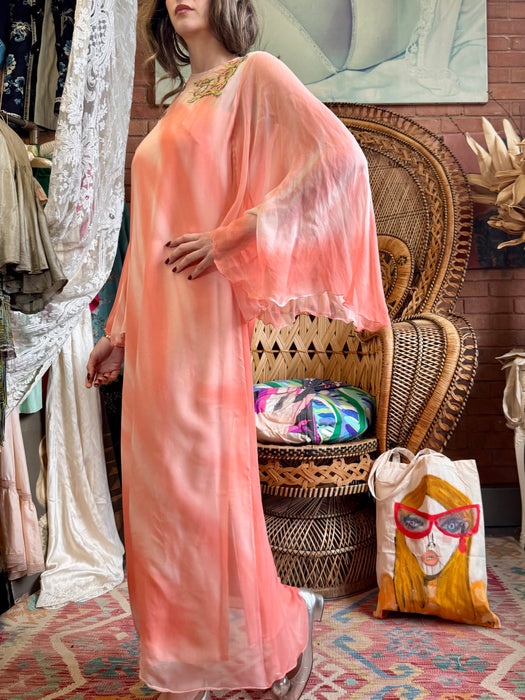 Vale, 70s angel sleeve chiffon dress