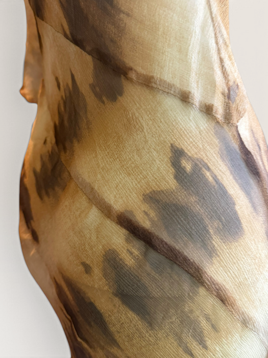 Sirena, 90s bias cut animal print silk chiffon dress