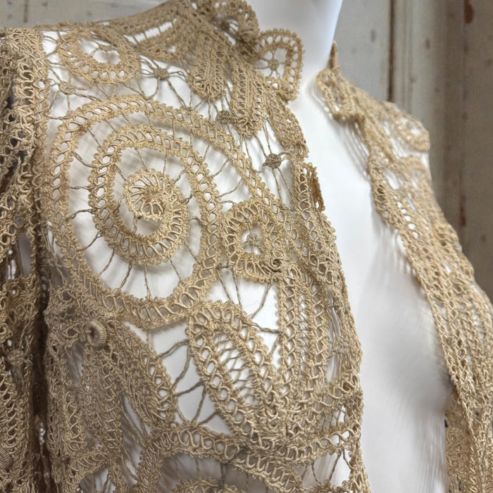 Magdalene, Edwardian ecru hand made lace bell sleeve jacket