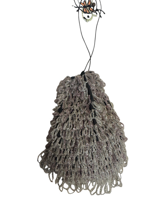 Lola, 20s silver beaded drawstring handbag