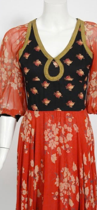 Thea Porter, 1971 documented floral print dress