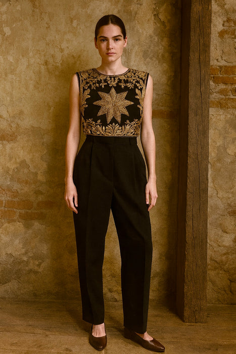 Stevie, 30s velvet and beaded gold top