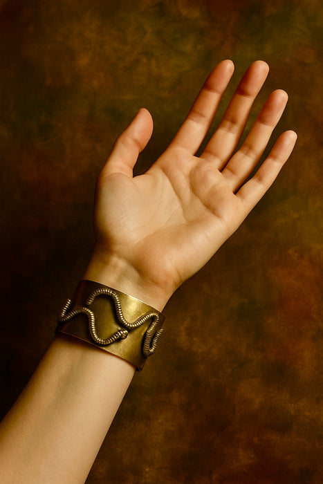 Shona, 70s brass double snake cuff