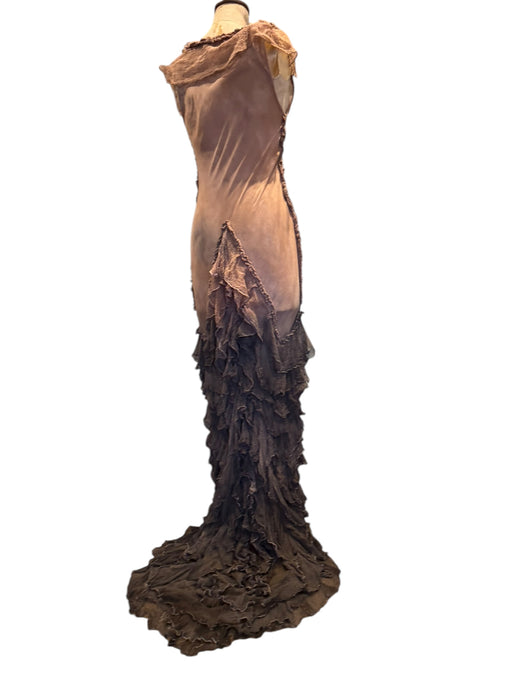 Anita, hand dyed vintage fishtail ombré muslin tiered dress