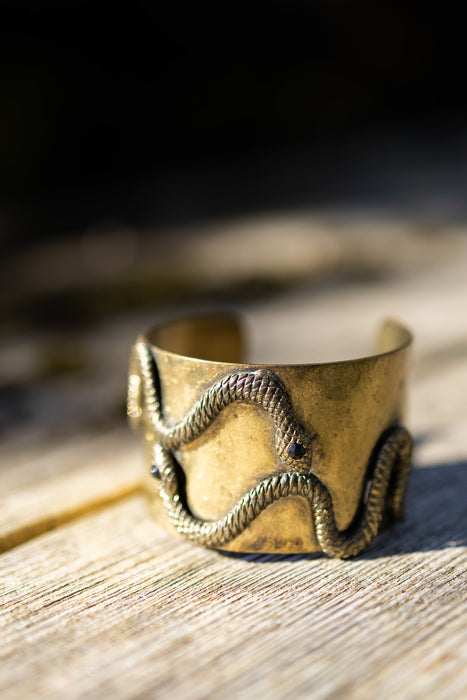 Shona, 70s brass double snake cuff