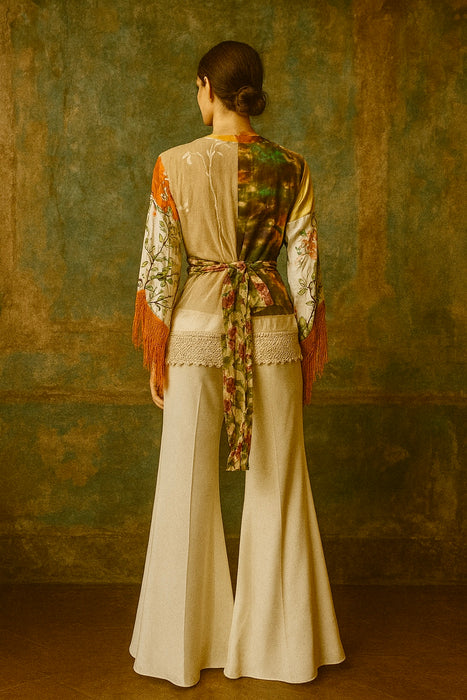 Mandy, reworked patchwork vintage blouse with angel sleeves