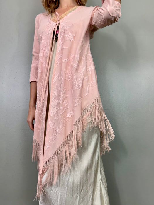 Tilda, light pink 40s embroideed fringed jacket
