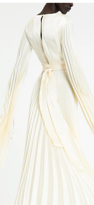Arti, handmade pleated silk blend wrap dress