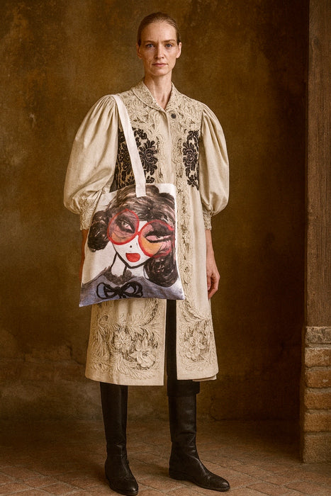 Ark, Victorian Museum worthy cream wool coat with balloon sleeves