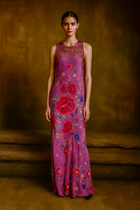 Otto, reworked 40s silk floral bias cut dress