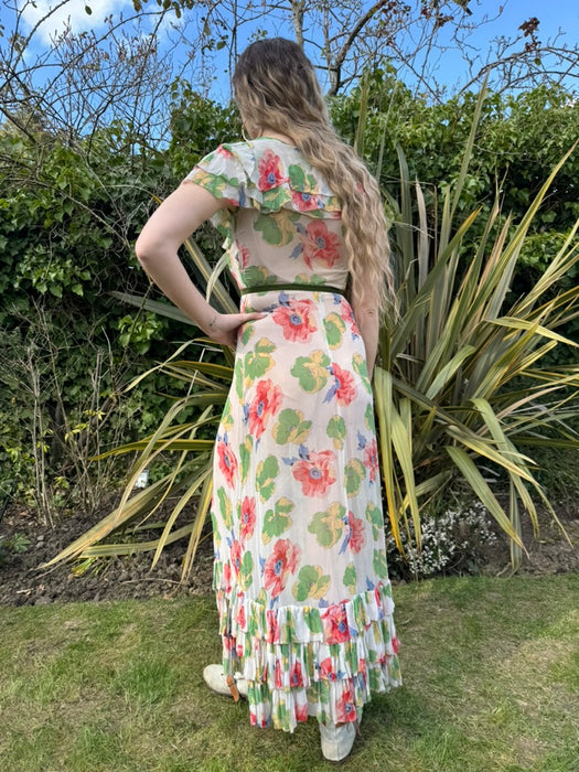 Gladis, 30s floral chiffon dress