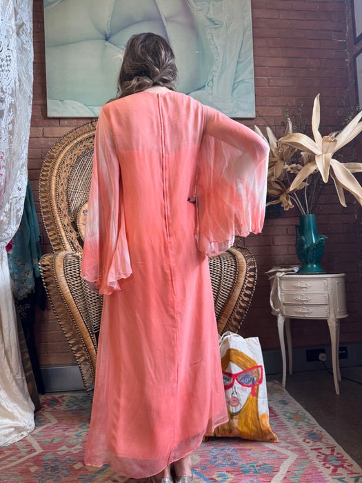 Vale, 70s angel sleeve chiffon dress
