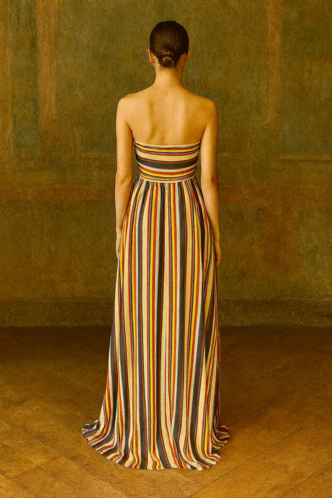 Tori, 40s striped silk long bustier dress