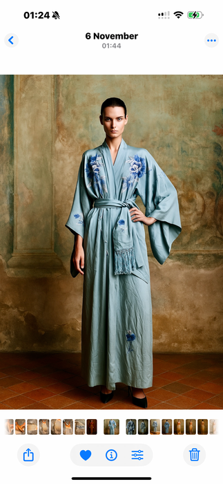 Didi, 40s blue embroidered Japanese kimono