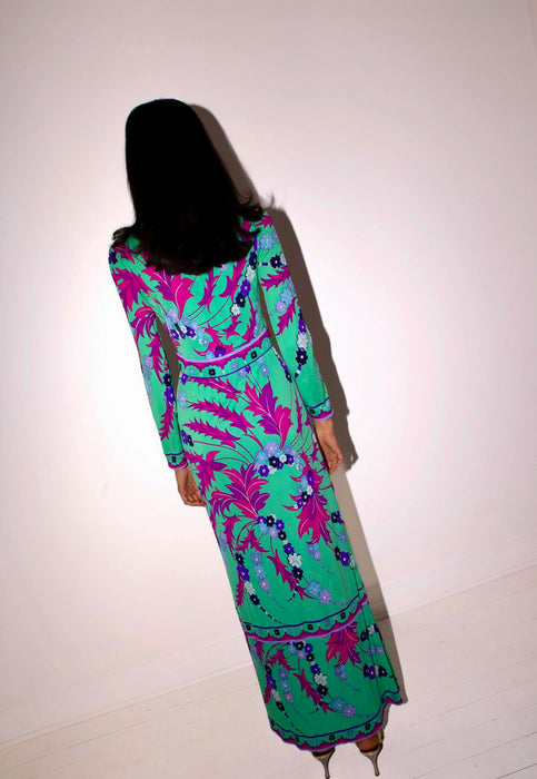 Emilio Pucci, rare and collectible 60s silk jersey wrap over jumpsuit